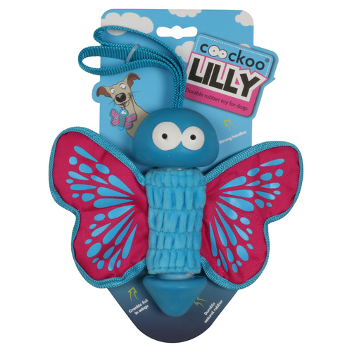 weitere Abbildung Coockoo Hundespielzeug Gummi-Schmetterling blau/rosa