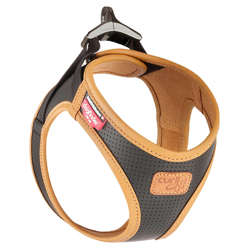 Curli Apfel Leder Geschirr schwarz, Größe: 2XS / Gewicht: 2-4 kg