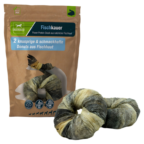 DAUERKAUER Fischkauer Donuts aus 100% Fischhaut 60 g (2 Stück)