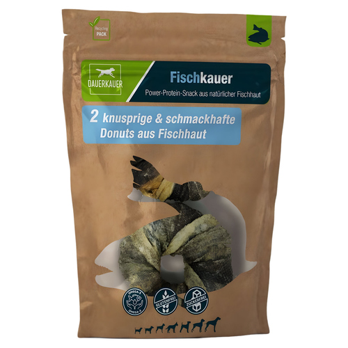 weitere Abbildung DAUERKAUER Fischkauer Donuts aus 100% Fischhaut 60 g (2 Stck)
