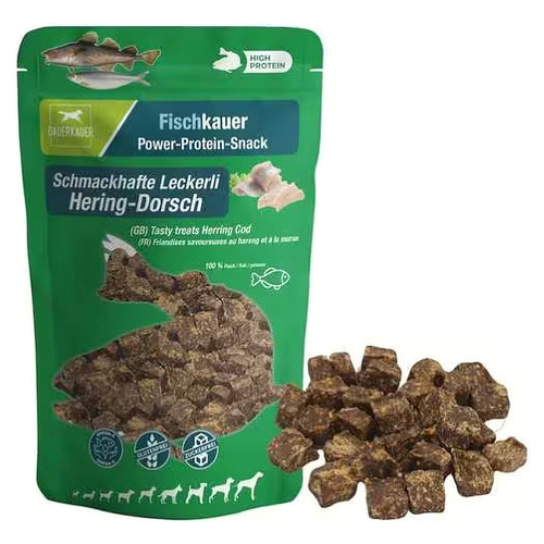 DAUERKAUER Fischkauer Hering-Dorsch Leckerli 85 g für Hunde