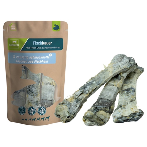 DAUERKAUER Fischkauer Knochen XL aus 100% Fischhaut 180 g (3 Stück)