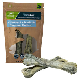 Abbildung DAUERKAUER Fischkauer Knochen aus 100% Fischhaut 65 g (2 Stck)
