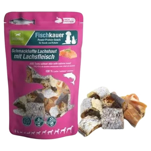 DAUERKAUER Fischkauer Lachshaut mit Lachsfleisch 60 g für Hunde