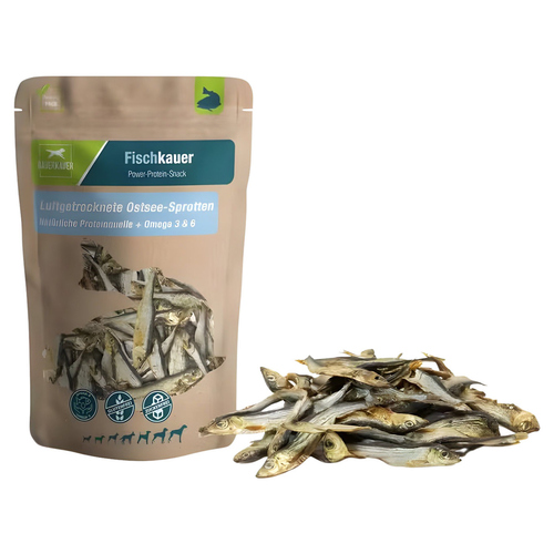 DAUERKAUER Ostsee-Sprotten Protein-Snack XL für Hunde 160 g