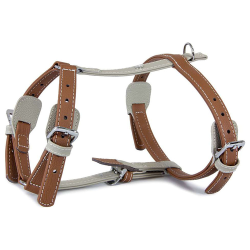 Das Lederband Geschirr Amsterdam Brandy/Grey, Halsumfang: 25-45 cm
