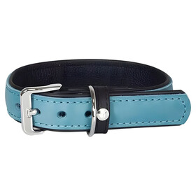 The leather strap dog collar Vancouver Petrol/Black