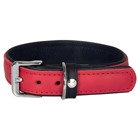 The leather strap dog collar Vancouver Red/Black