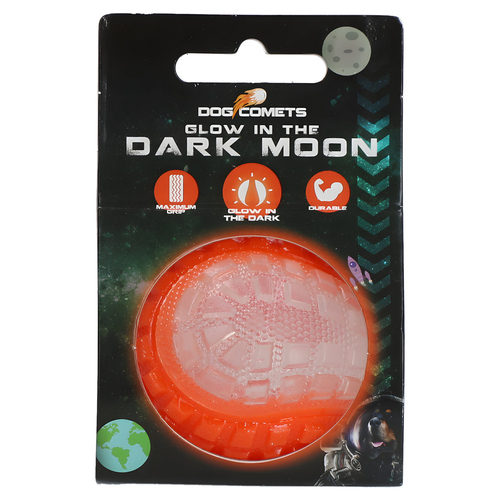 Dog Comets Hundespielzeug Ball Glow in the Dark Moon orange, Größe: L