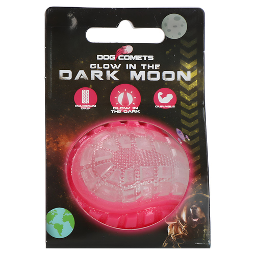 Dog Comets Hundespielzeug Ball Glow in the Dark Moon rosa, Größe: L