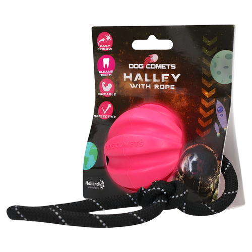 Dog Comets Hundespielzeug Ball Halley mit Seil rosa