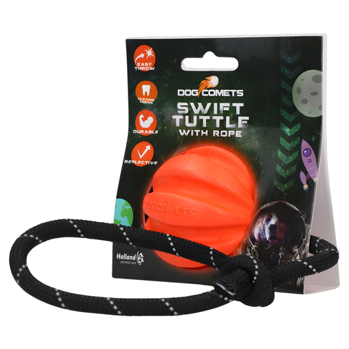 Dog Comets Hundespielzeug Ball Swift Tuttle mit Seil orange