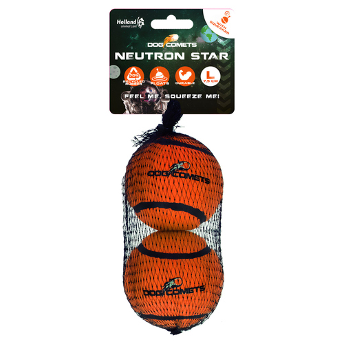Dog Comets Hundespielzeug Neutron Star Tennisball mit Quietscher orange - 2er Pack