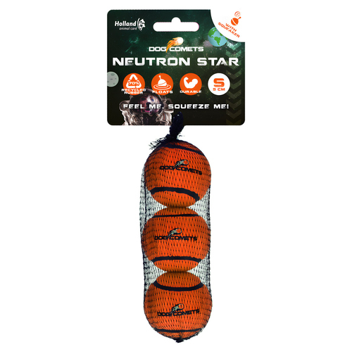 Dog Comets Hundespielzeug Neutron Star Tennisball mit Quietscher orange - 3er Pack