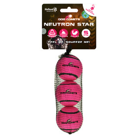 Abbildung Dog Comets Hundespielzeug Neutron Star Tennisball mit Quietscher rosa - 3er Pack