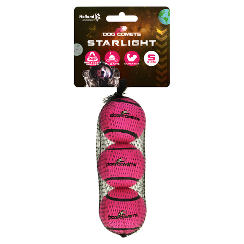 weitere Abbildung Dog Comets Hundespielzeug Starlight Tennisball rosa - 3er Pack
