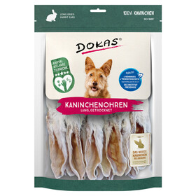 Abbildung Dokas Kaninchenohren mit Fell getrocknet (lang) 180 g - 7 Stck - Sparpaket