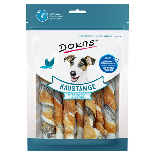 Dokas Kaustange mit Hühnerbrust & Fischhaut 170 g - 10 Stück / Sparpaket