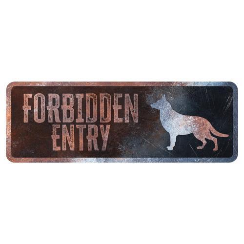 D&D Warnschild Deutscher Schäferhund Englisch rostig