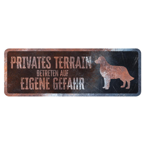 D&D Warnschild Golden Retriever rostig