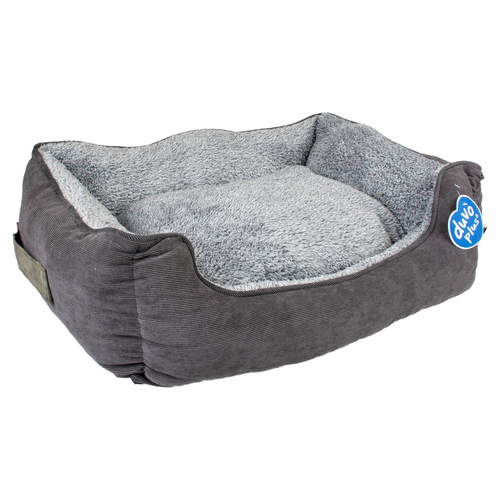 Duvo+ Bett Corduroy Ash rechteckig schwarz/grau für Hunde