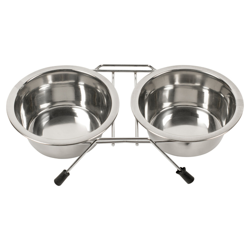 Duvo+ Dinner Set Napfständer + Näpfe für Hunde, Größe: L