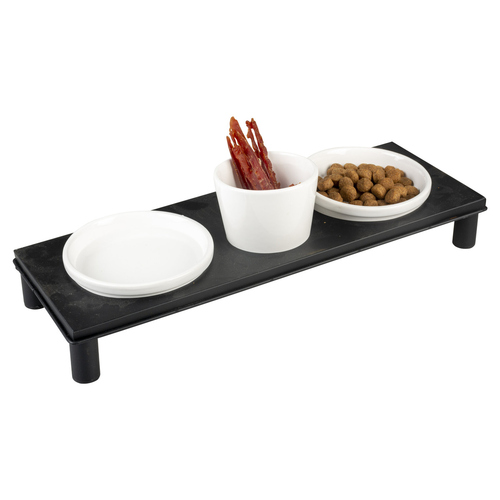 Duvo+ Dinner Set Stone Up Buffet Square weiß/schwarz für Hunde