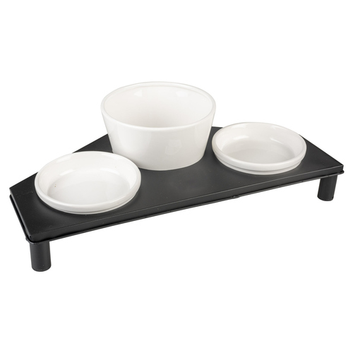 Duvo+ Dinner Set Stone Up Buffet Triangle weiß/schwarz für Hunde
