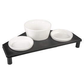 Abbildung Duvo+ Dinner Set Stone Up Buffet Triangle wei/schwarz fr Katzen
