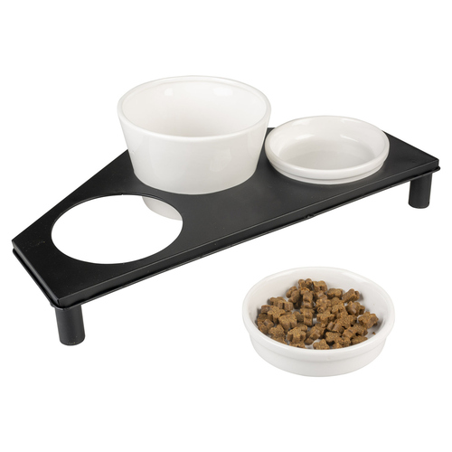 weitere Abbildung Duvo+ Dinner Set Stone Up Buffet Triangle wei/schwarz fr Katzen
