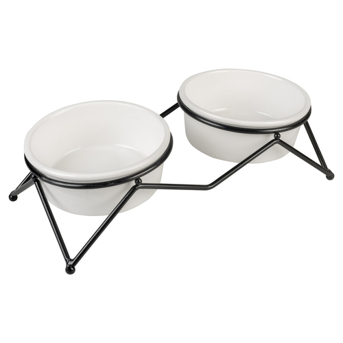 Duvo+ Dinner Set Stone Up Zigzag weiß/schwarz für Katzen