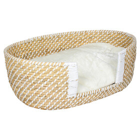 Abbildung Duvo+ Hunde-Weidenbett mit Einsteig & Kissen Boho beige/wei