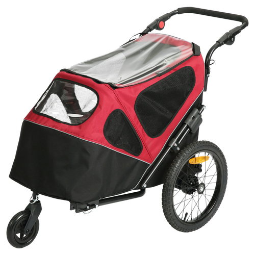 Duvo+ Hundeanhänger 2-in-1 schwarz/rot