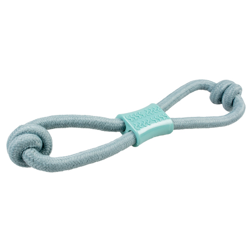 Duvo+ Hundespielzeug 8-Zugring mit Knoten & Gummi blau