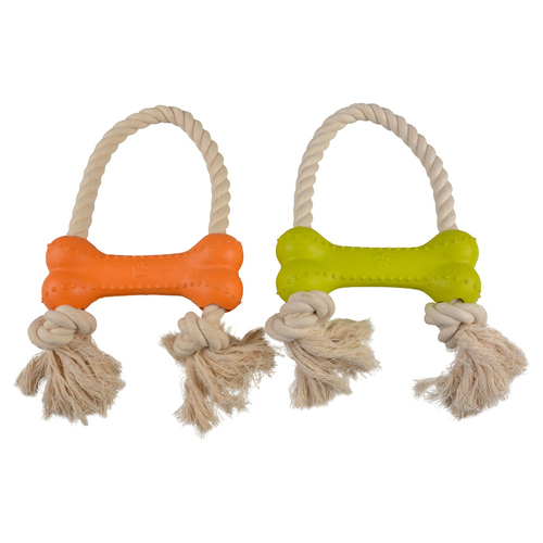 Duvo+ Hundespielzeug Eco Gummiknochen Bambus/Reis + Baumwolle