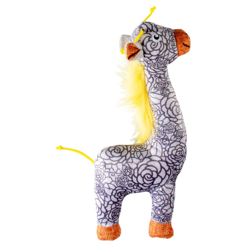 Duvo+ Hundespielzeug Giraffe Retro aus Plüsch grau, Maße: 32 x 14 x 5,5 cm