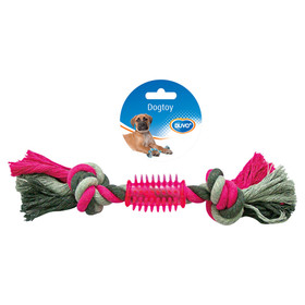 Abbildung Duvo+ Hundespielzeug Knot Baumwolle + 2 Knots & Gummi grau/rosa
