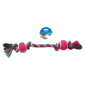 Abbildung Duvo+ Hundespielzeug Knot Baumwolle + 4 Knots & 2 Tennisblle grau/rosa
