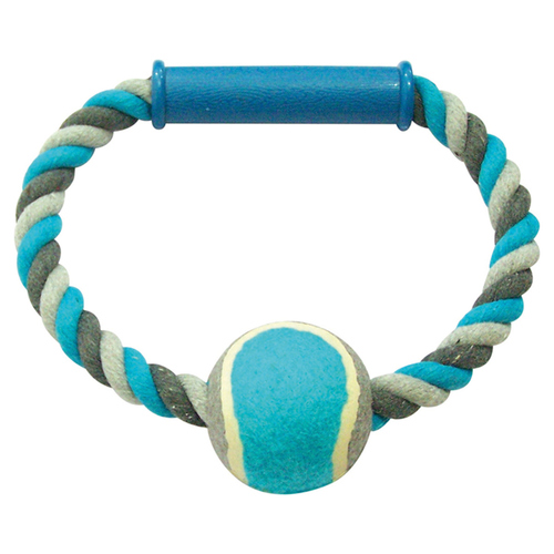 Duvo+ Hundespielzeug Knot Baumwolle O-Ring + Tennisball grau/blau
