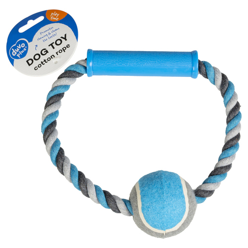weitere Abbildung Duvo+ Hundespielzeug Knot Baumwolle O-Ring + Tennisball grau/blau
