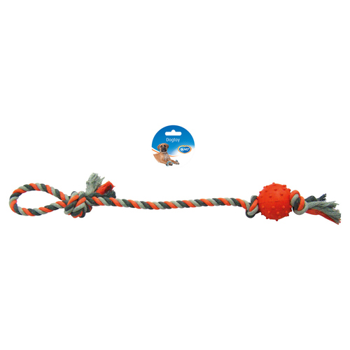 Duvo+ Hundespielzeug Knot Baumwolle Pendel + Gummiball grau/orange