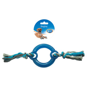Abbildung Duvo+ Hundespielzeug Knot Baumwolle Ziegenring & Plastikring grau/blau