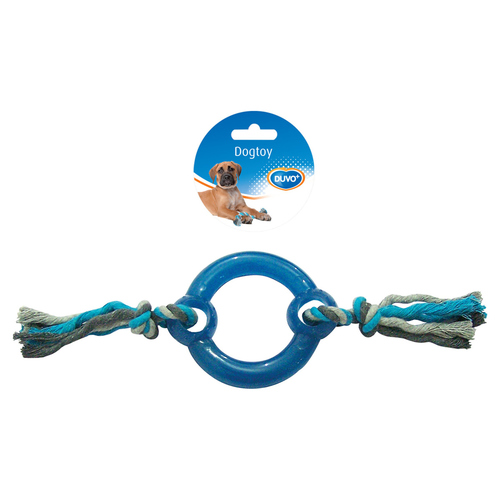 Duvo+ Hundespielzeug Knot Baumwolle Ziegenring & Plastikring grau/blau