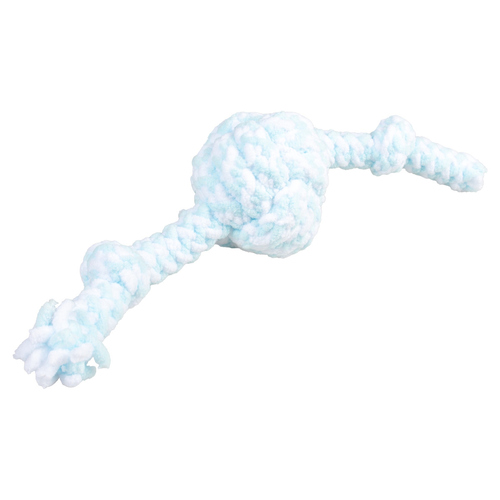 Duvo+ Hundespielzeug Puppy Soft Seil Ball mit 2 Knoten blau/weiß