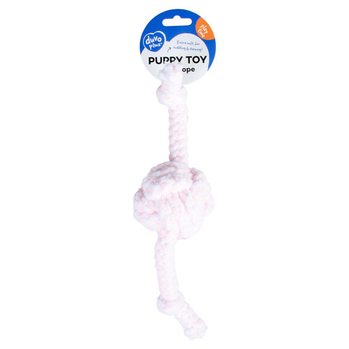 weitere Abbildung Duvo+ Hundespielzeug Puppy Soft Seil Ball mit 2 Knoten rosa/wei