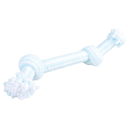 Duvo+ Hundespielzeug Puppy Soft Seil mit 2 Knoten blau/weiß