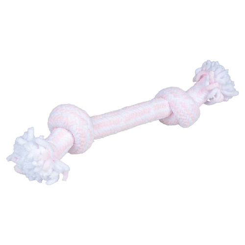 Duvo+ Hundespielzeug Puppy Soft Seil mit 2 Knoten rosa/weiß