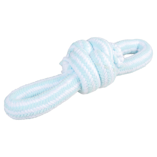 Duvo+ Hundespielzeug Puppy Soft Seil mit 2 Schlaufen blau/weiß