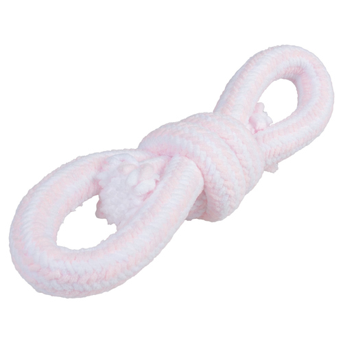 Duvo+ Hundespielzeug Puppy Soft Seil mit 2 Schlaufen rosa/weiß