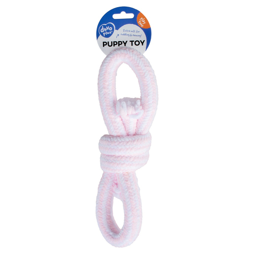 weitere Abbildung Duvo+ Hundespielzeug Puppy Soft Seil mit 2 Schlaufen rosa/wei